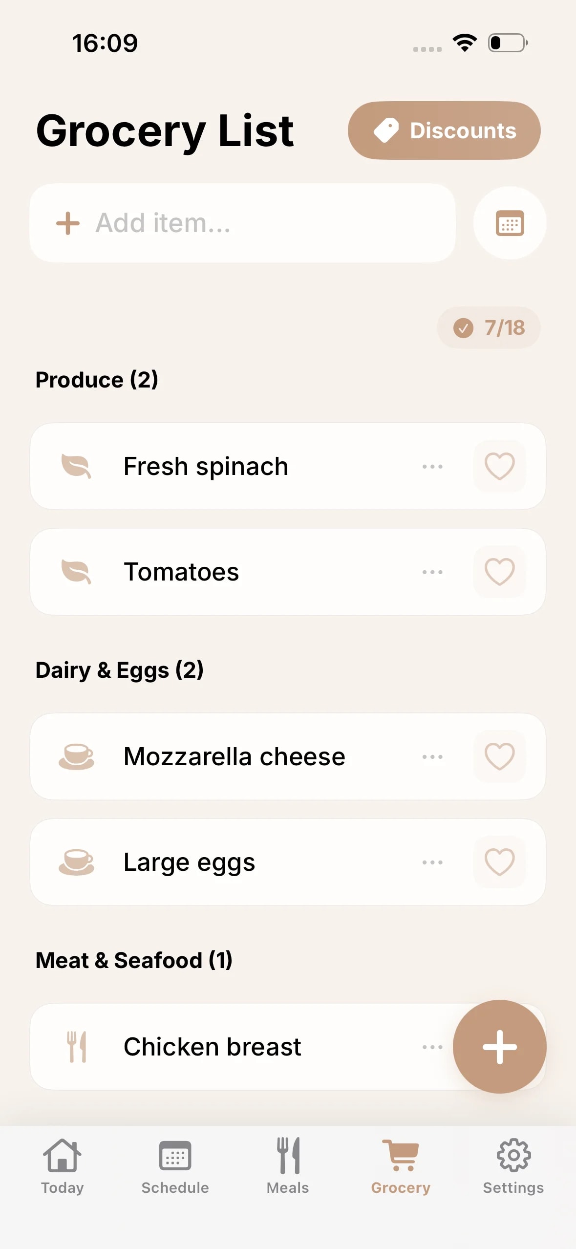 Groceries — A look inside the MomPlan app
